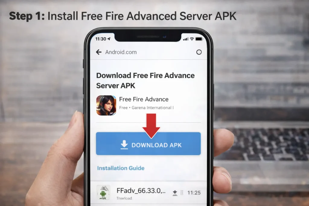 Step 1 Install Free Fire Advanced Server APK 