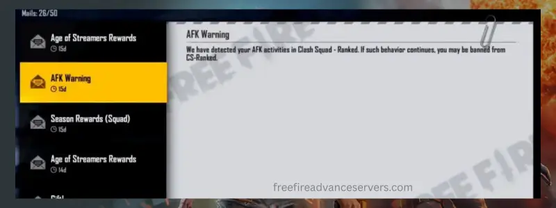What Is AFK Warning in Free Fire
